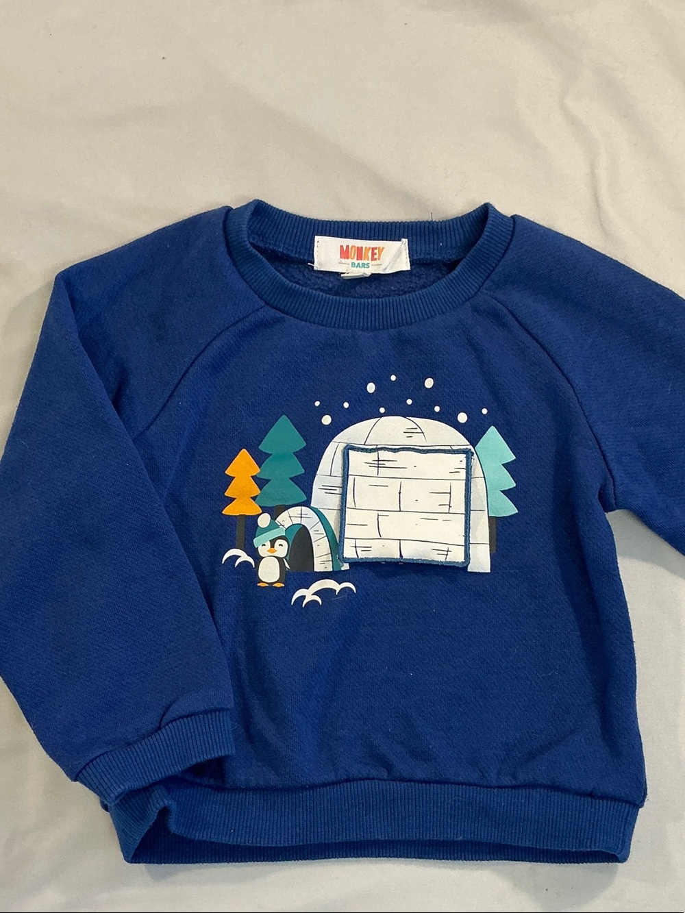 Monkey Bars - Navy Blue Penguin & Igloo Sweatshirt for Kids